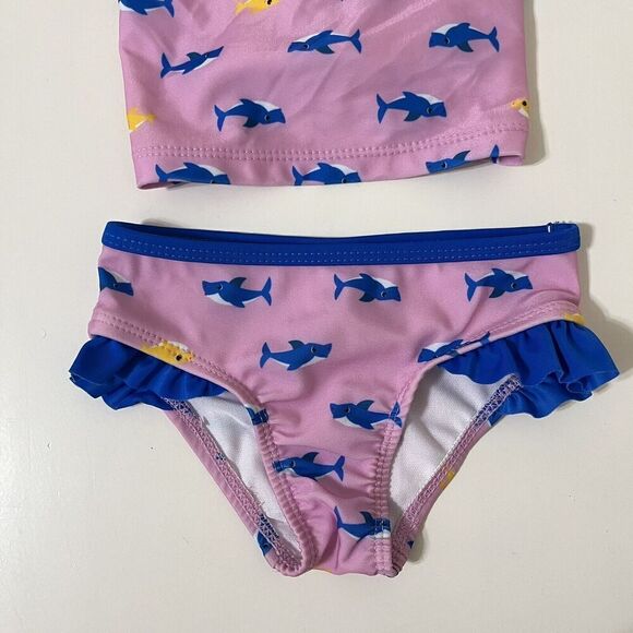 Nickelodeon Baby Shark Ruffle Tankini 2-PC Bikini Swimsuit Girls 12 Months NWT - Picture 3 of 9
